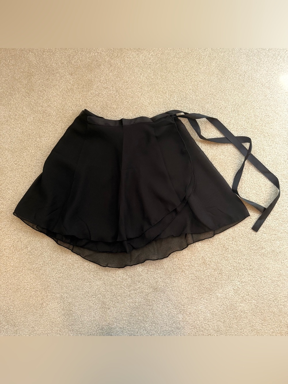 Ballet Dance Wrap Skirt Black - NEW - womens One Size Adjustable Tie Sheer
